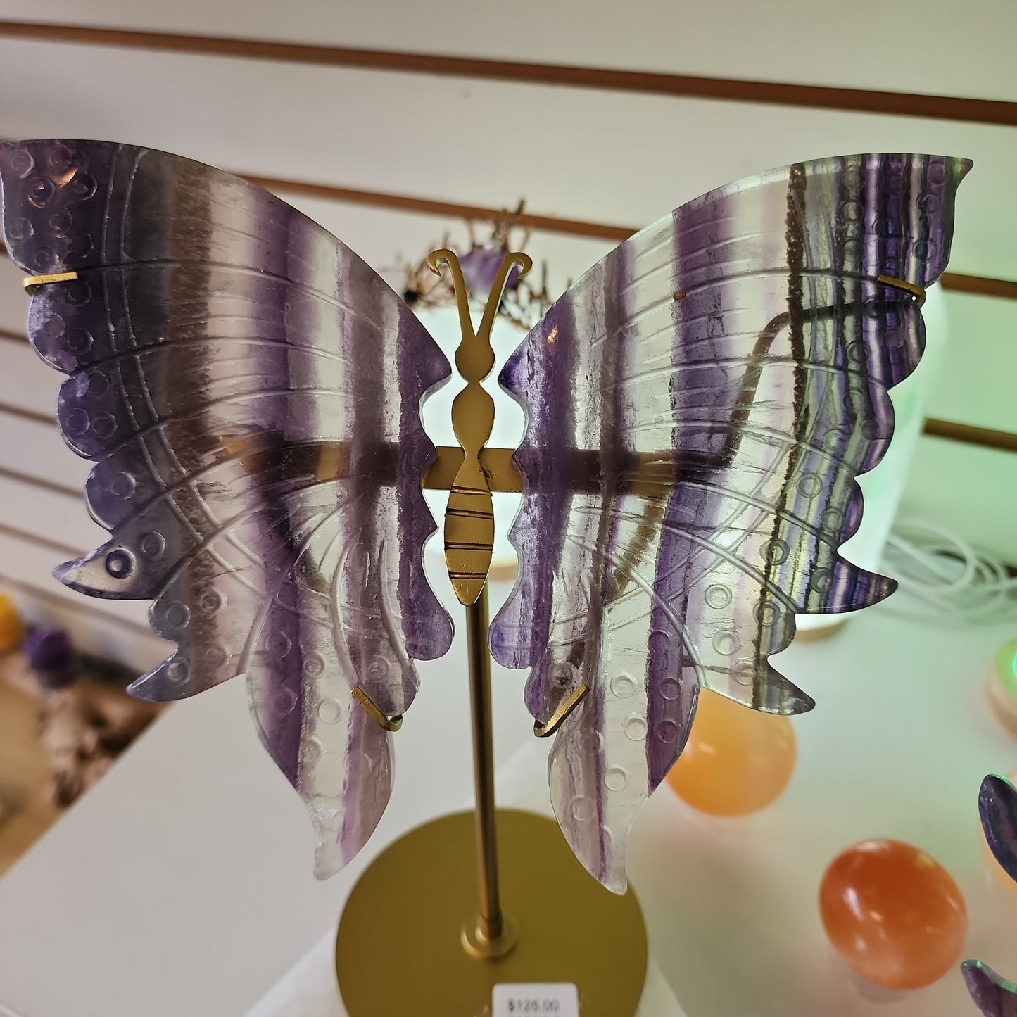 Fluorite Butterfly Slabs on Stand