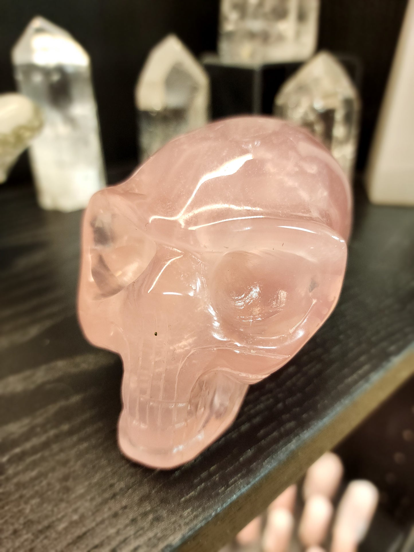 Rose Quartz Alien Skull - 5.75" x 3"
