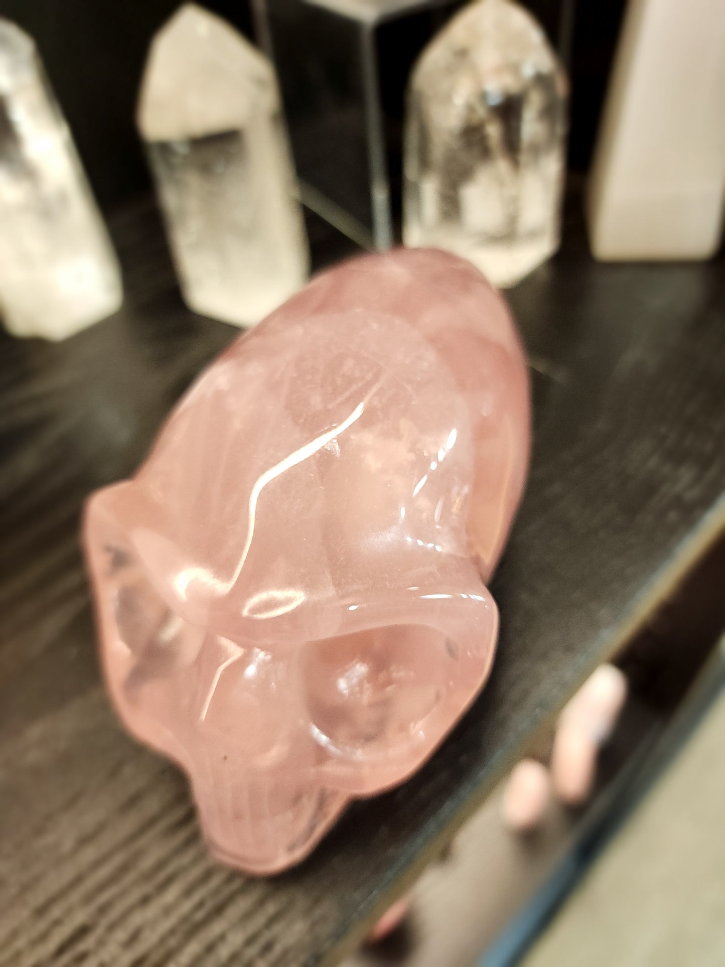 Rose Quartz Alien Skull - 5.75" x 3"