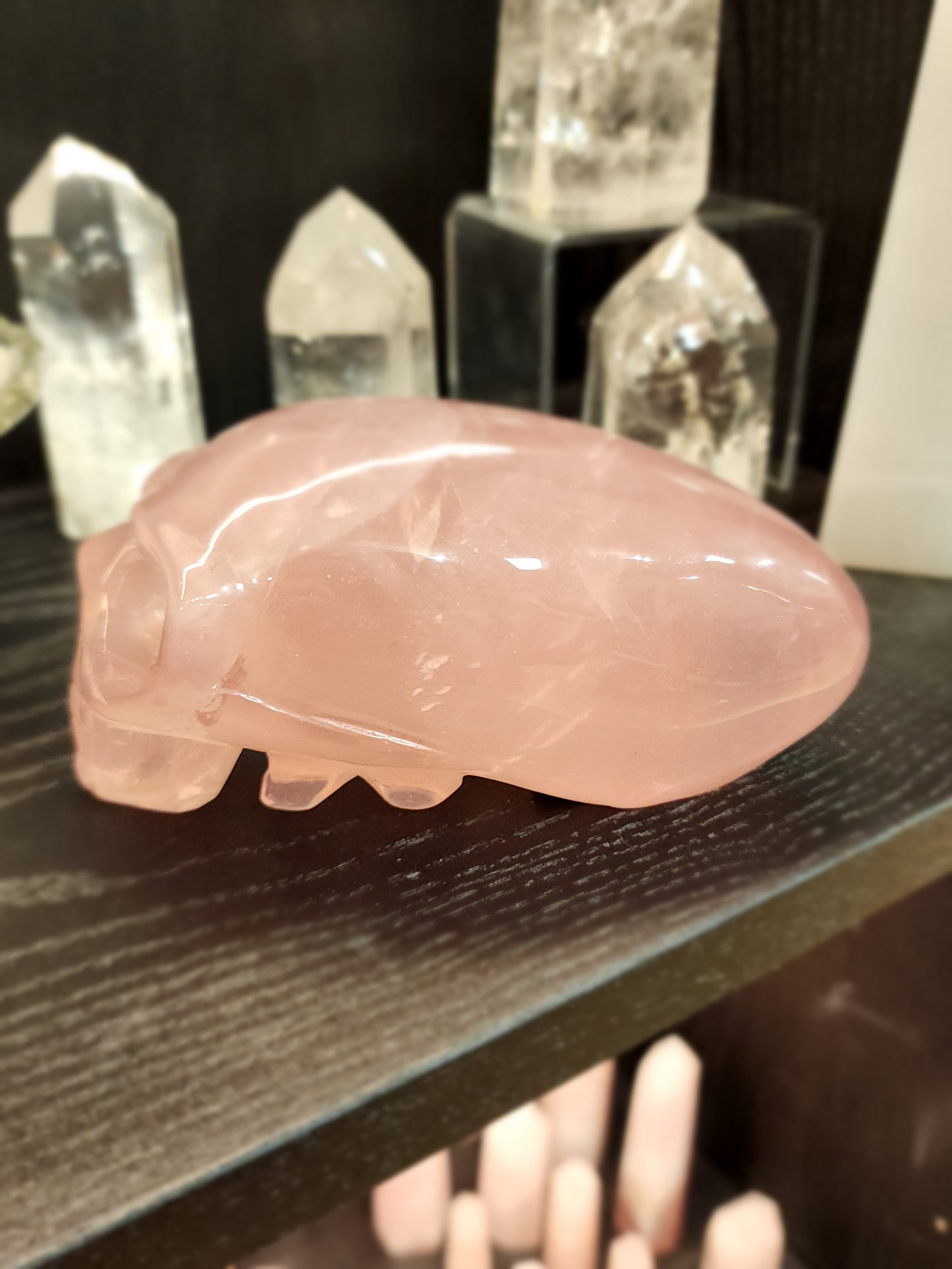 Rose Quartz Alien Skull - 5.75" x 3"