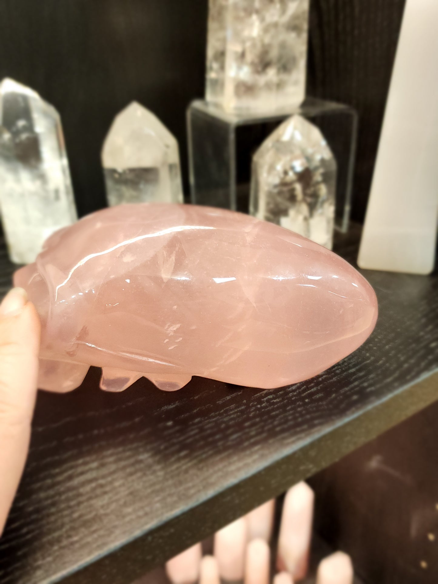 Rose Quartz Alien Skull - 5.75" x 3"