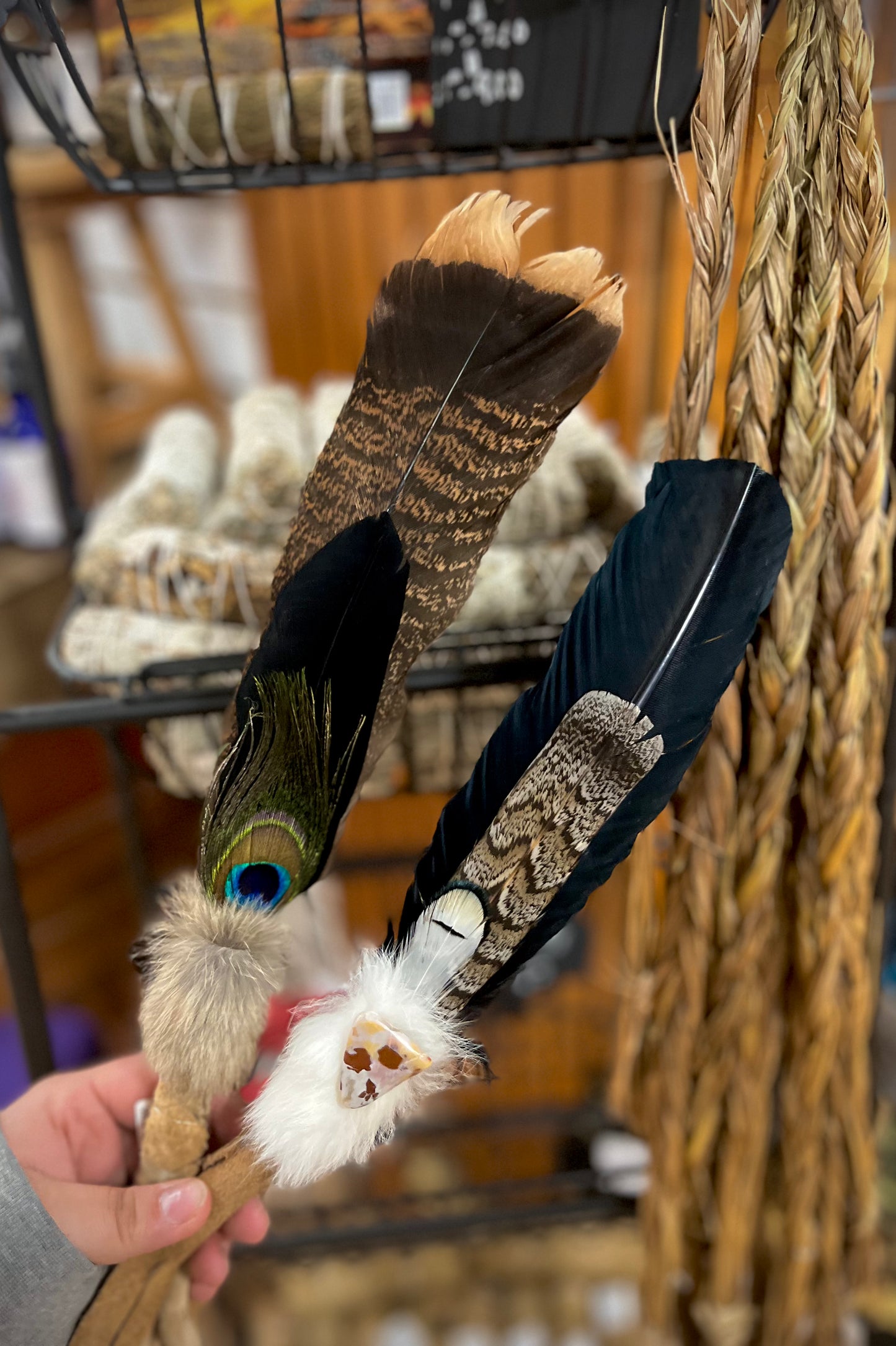 Leather Wrapped Smudging Wand 15"