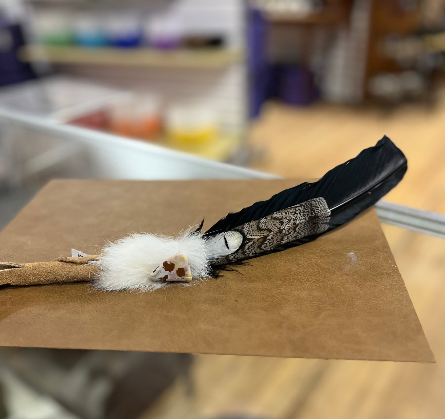 Leather Wrapped Smudging Wand 15"
