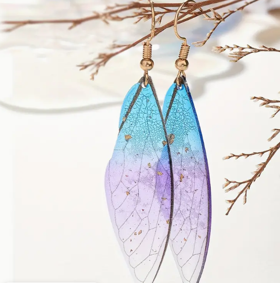 Colorful Dragonfly Wing Earrings