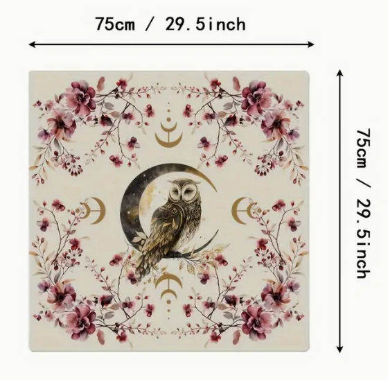 Cream Owl Altar Cloth 29.5 x 29.5