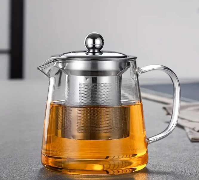 Elegant Heat-Resistant Glass Teapot with Stainless Steel Infuser