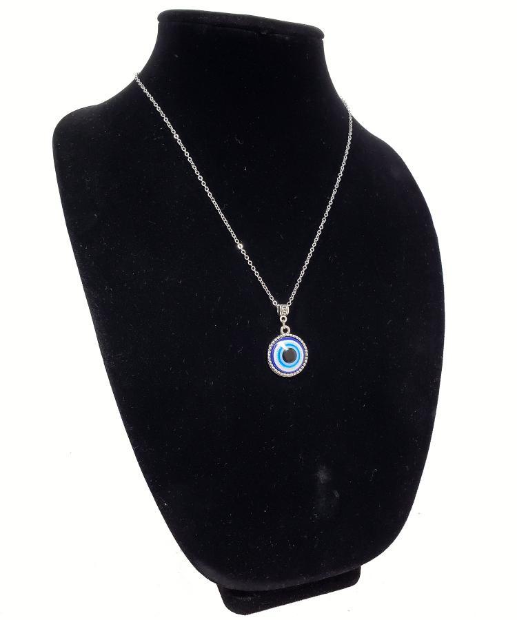 Evil Eye bead Pendant Necklace with chain 11"