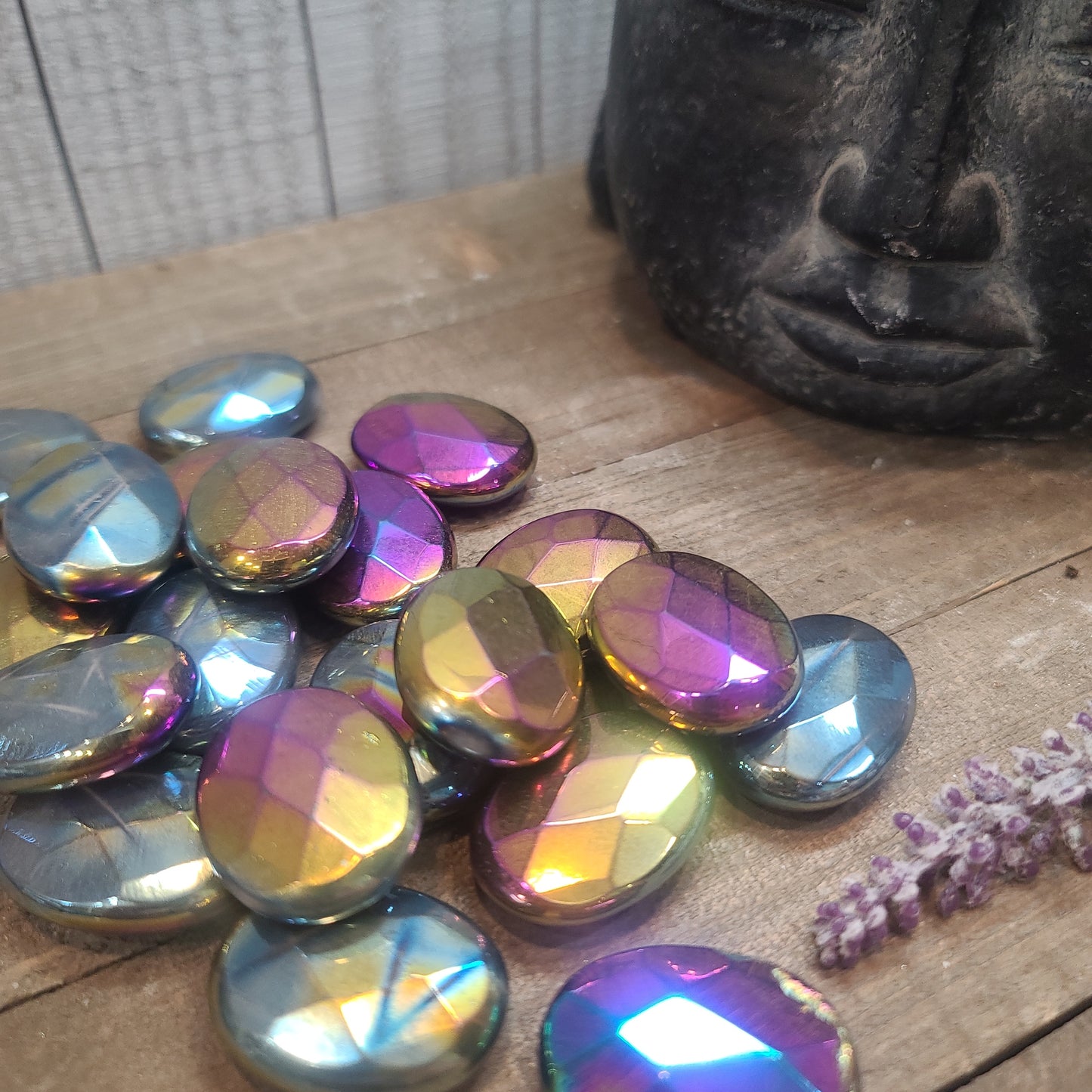 Aura Agate Faceted Oval - Large