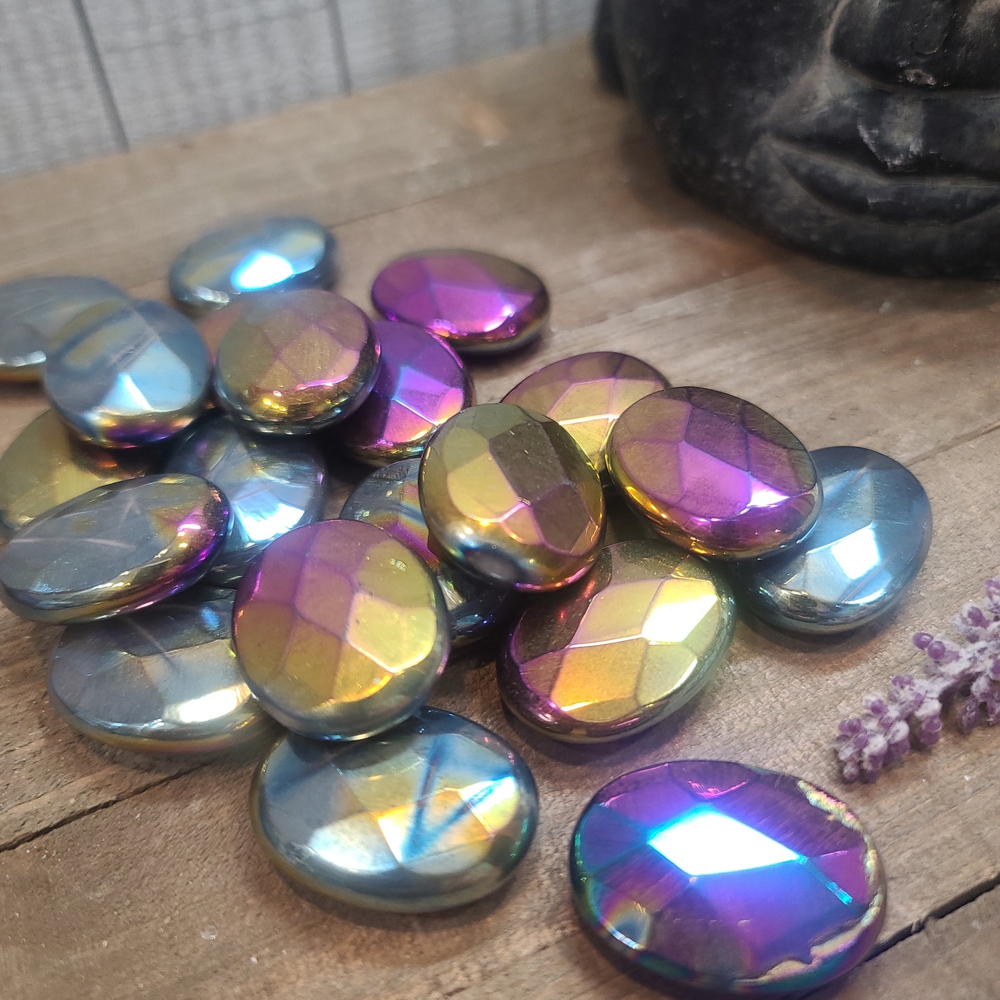 Aura Agate Faceted Oval - Large