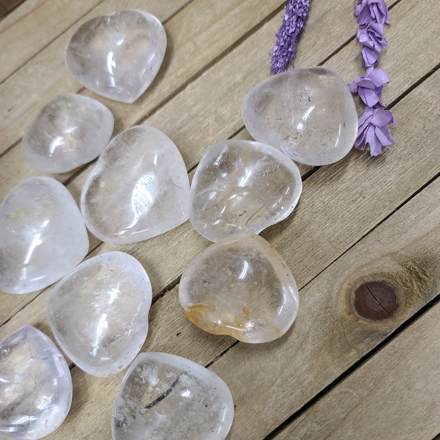 Clear Quartz Hearts