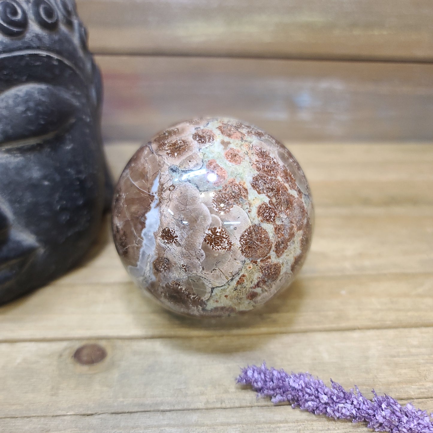 Green Flower Jasper Sphere