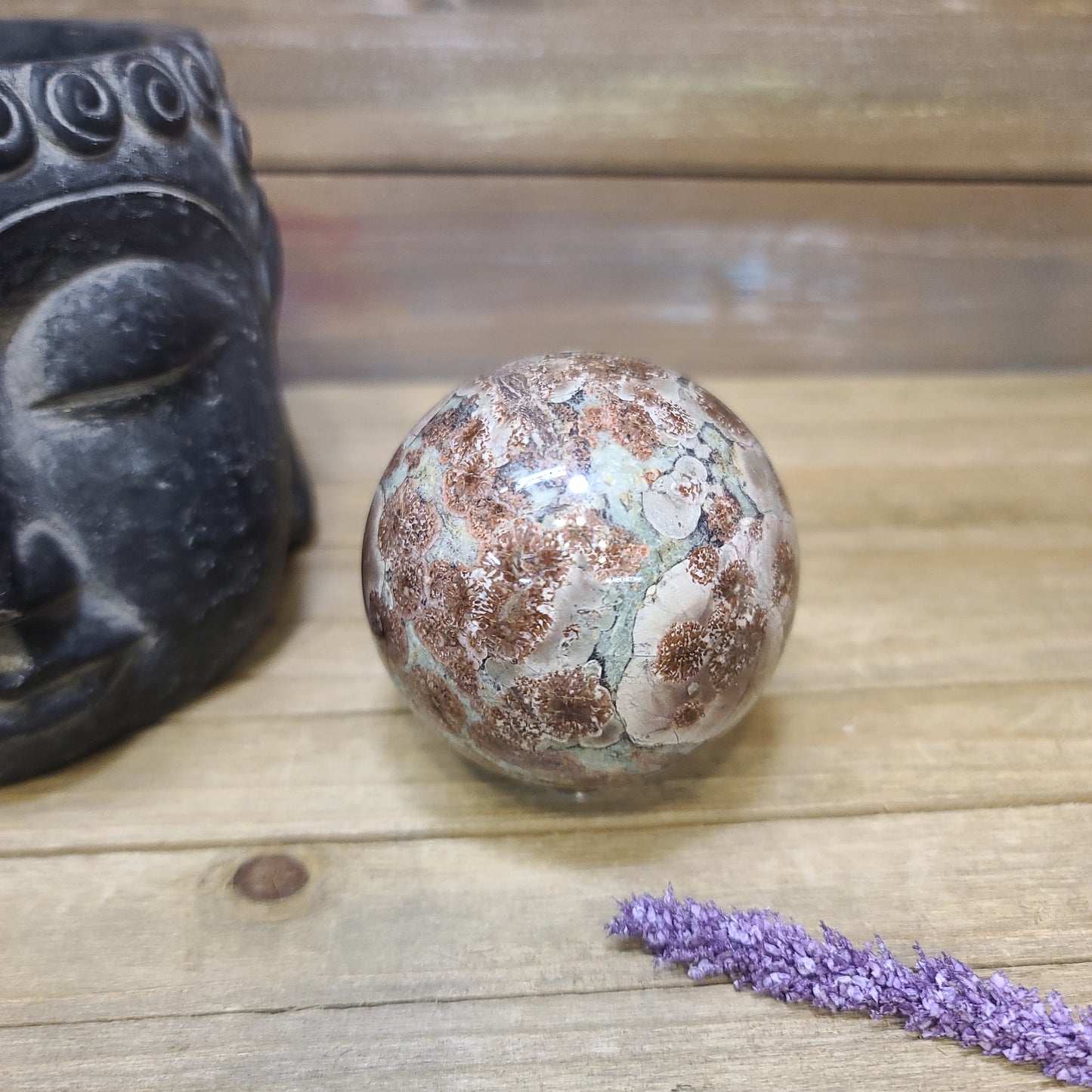 Green Flower Jasper Sphere
