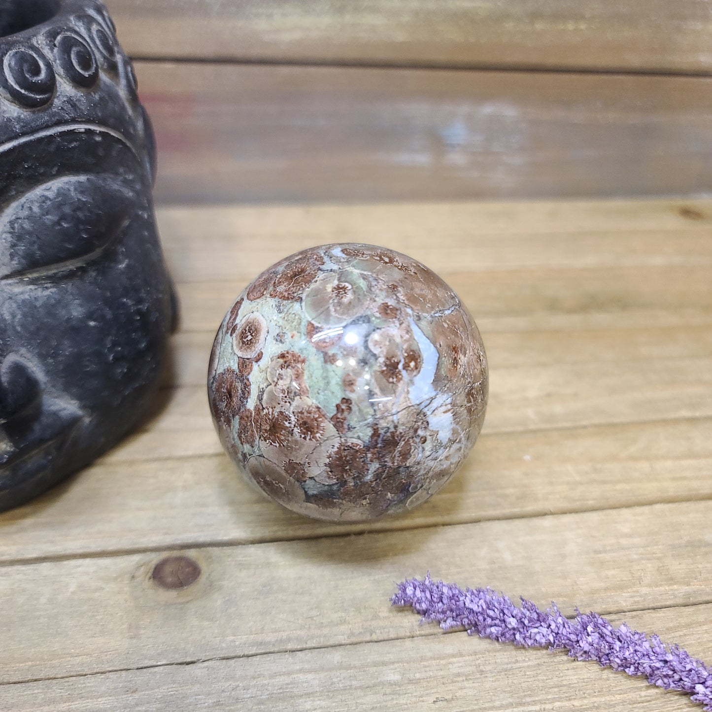 Green Flower Jasper Sphere