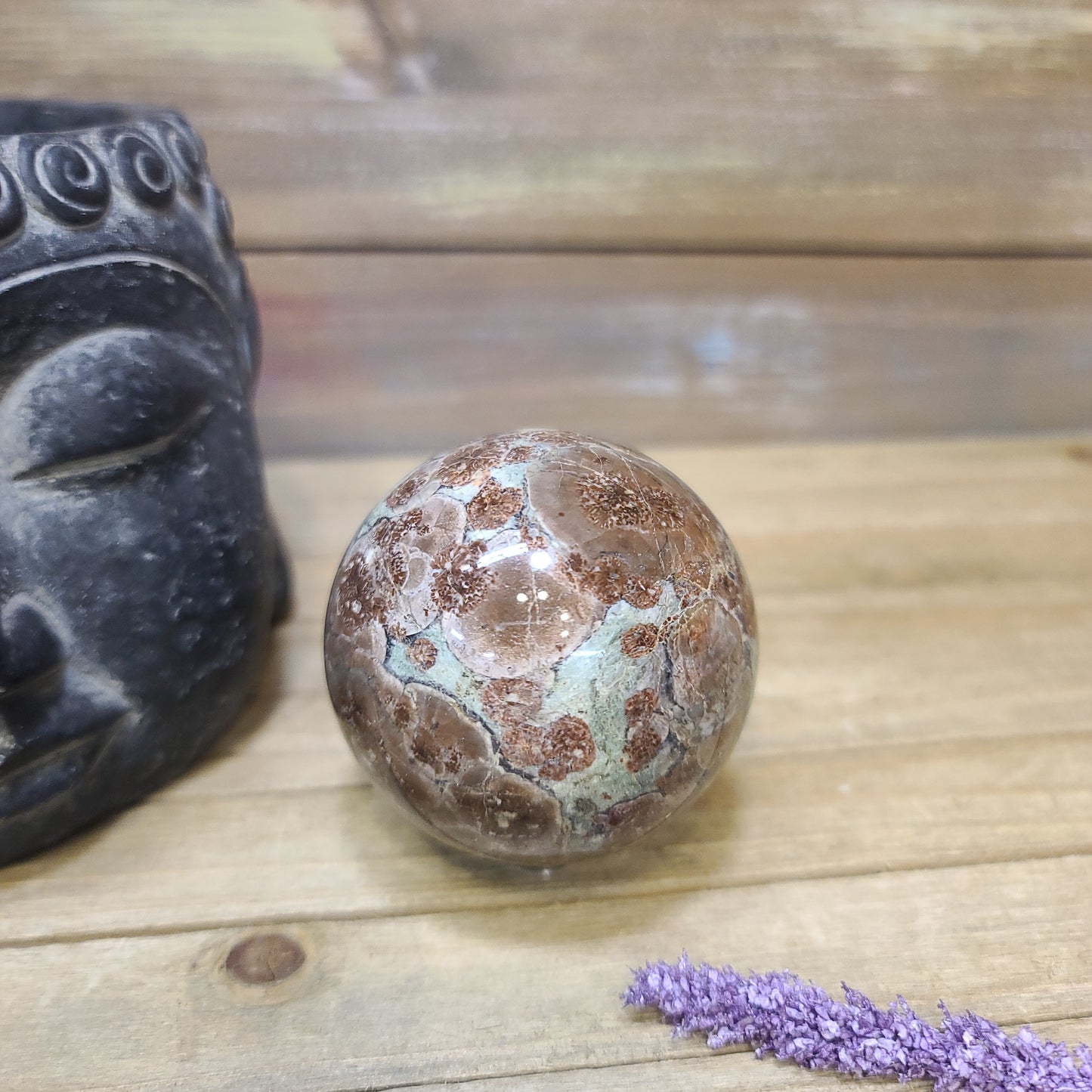 Green Flower Jasper Sphere