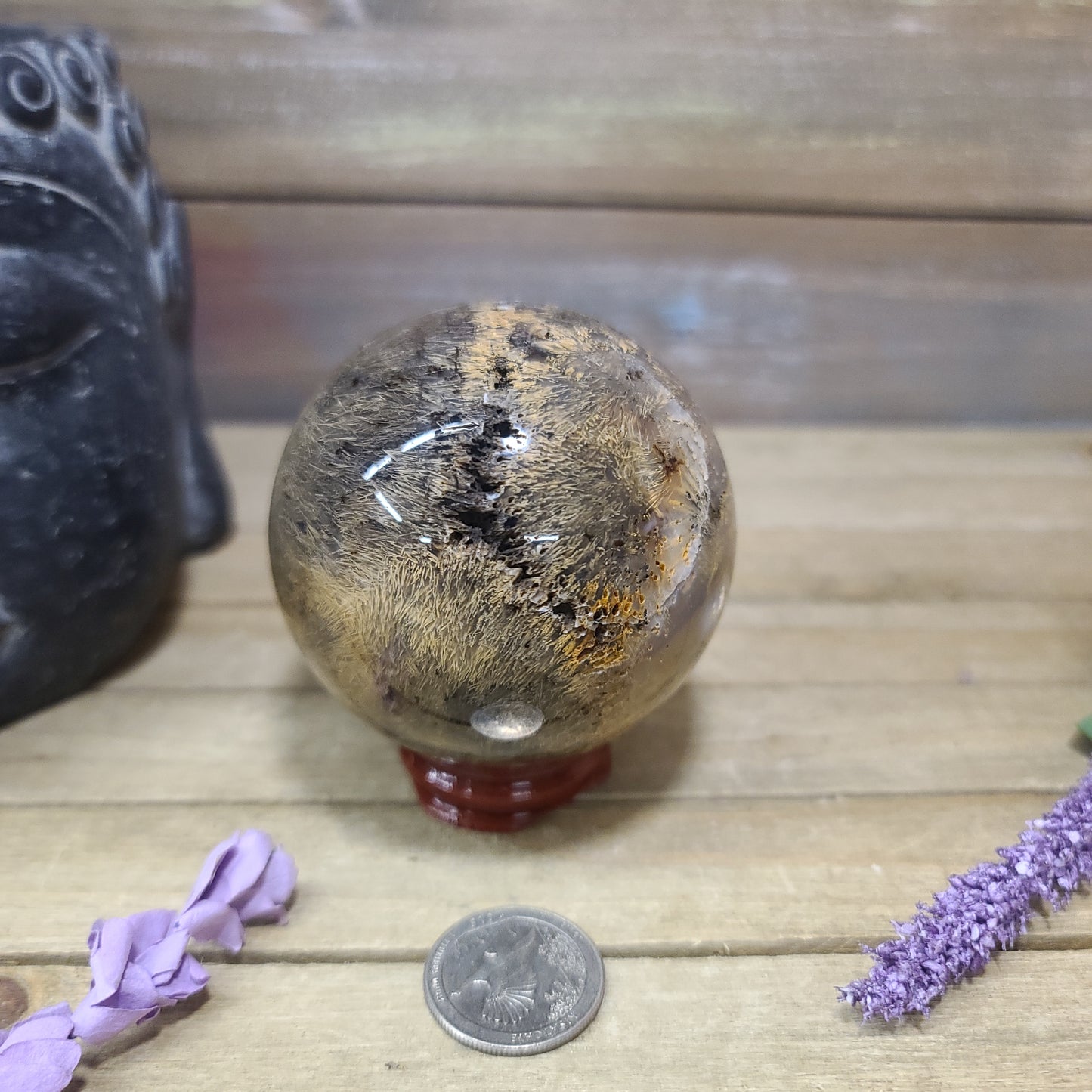 Sagenite Rutilated Agate Sphere