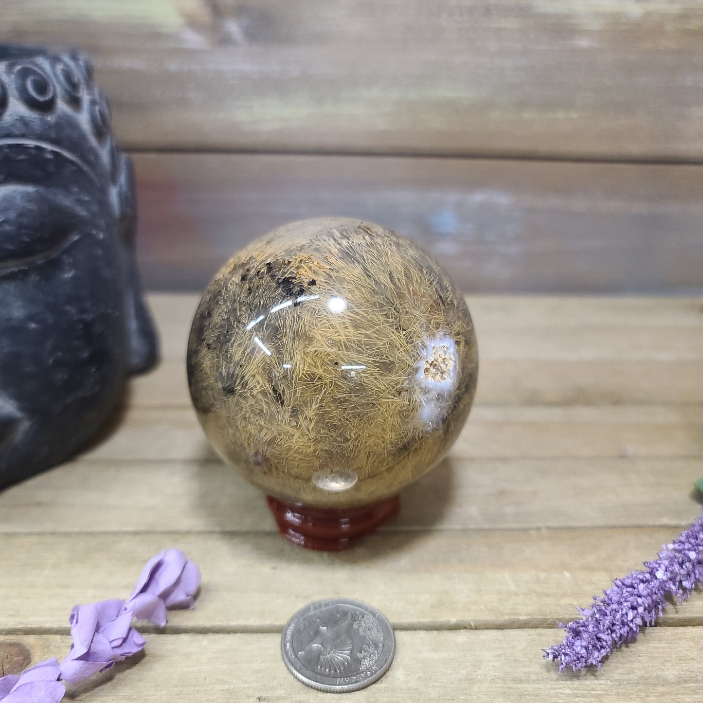 Sagenite Rutilated Agate Sphere