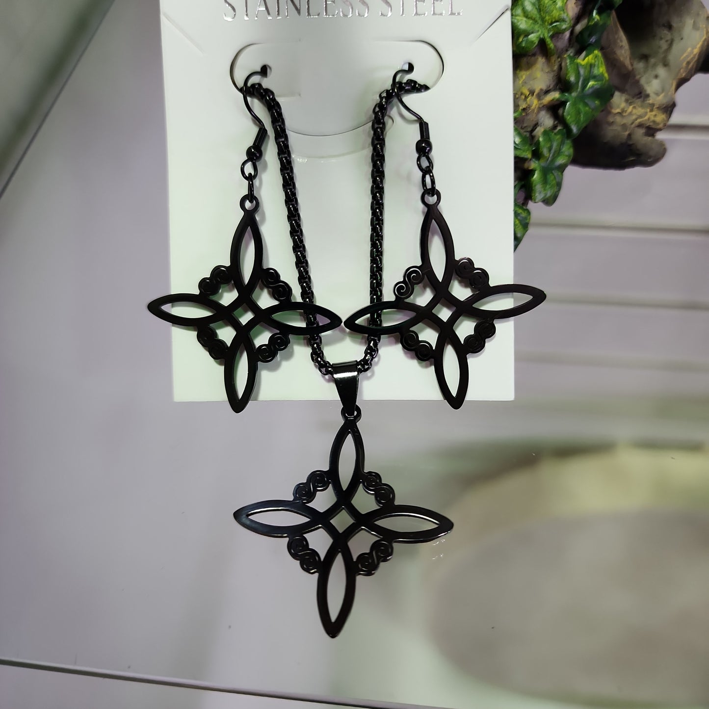 TRIQUERA Cross Necklace & Earring (Stainless Steel)