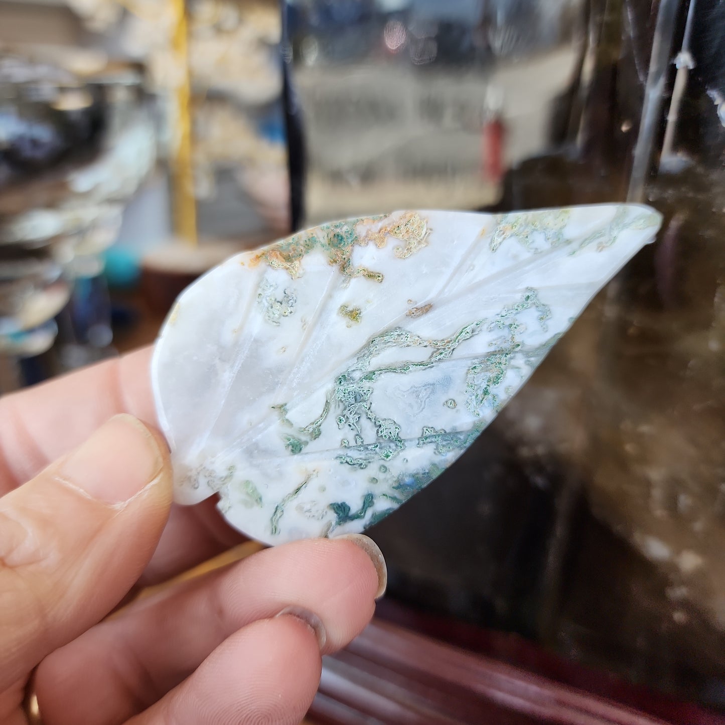 Moss Agate Mini Plate & Leaf