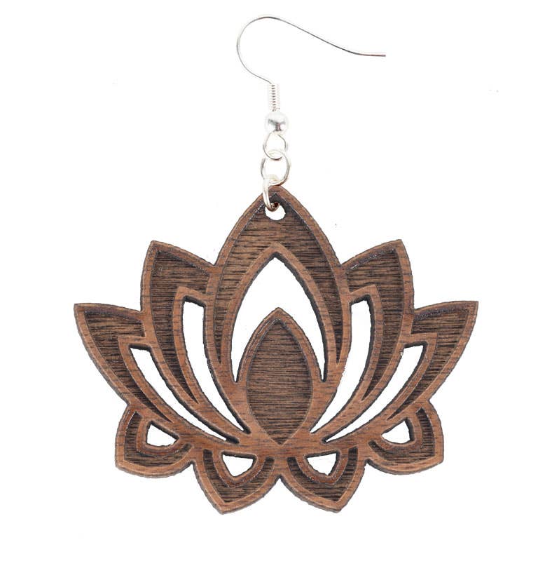 Lotus Earrings Wood