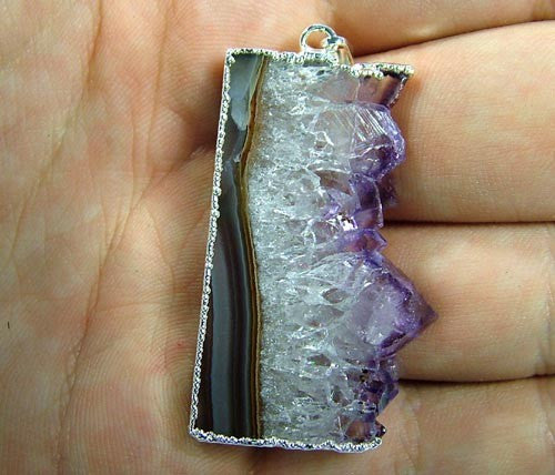 Amethyst Slice Pendant Necklaces
