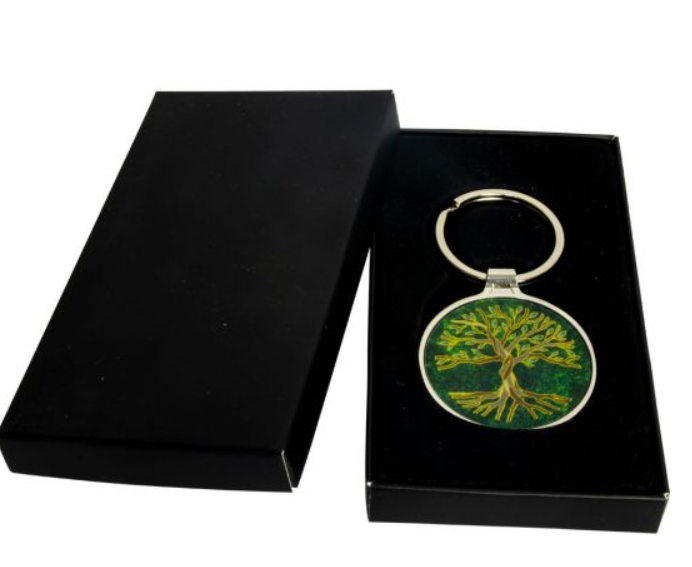 Metal Key Ring - Tree of Life- Green