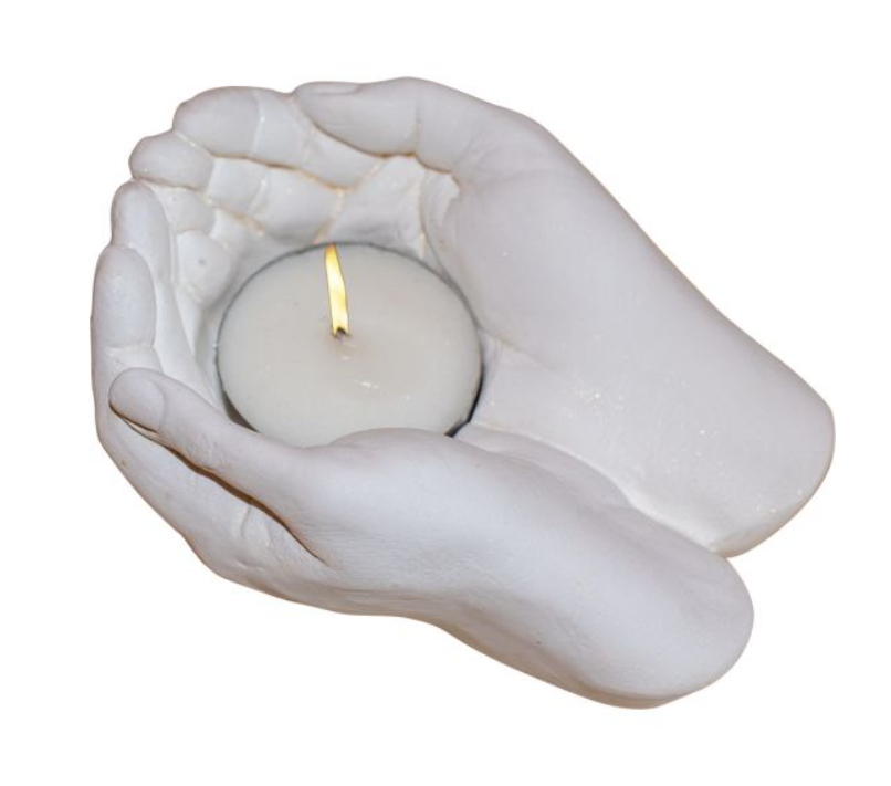 Gypsum Cement T- Light Holder - God's Hands