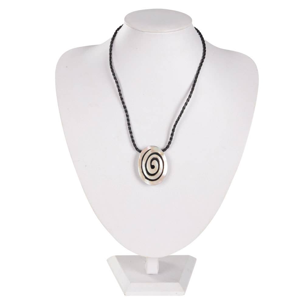 Oval Spiral Abalone Shell on Leather Cord