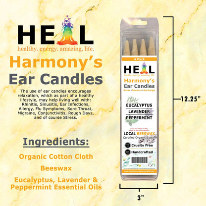 Eucalyptus, Lavender & Peppermint Beeswax Ear Cand: 2-Pack