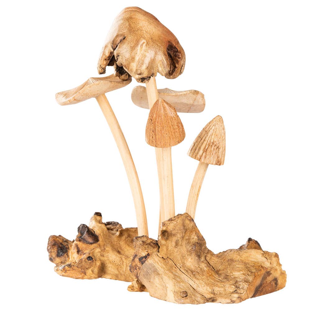 WOODEN 5 MUSHROOMS