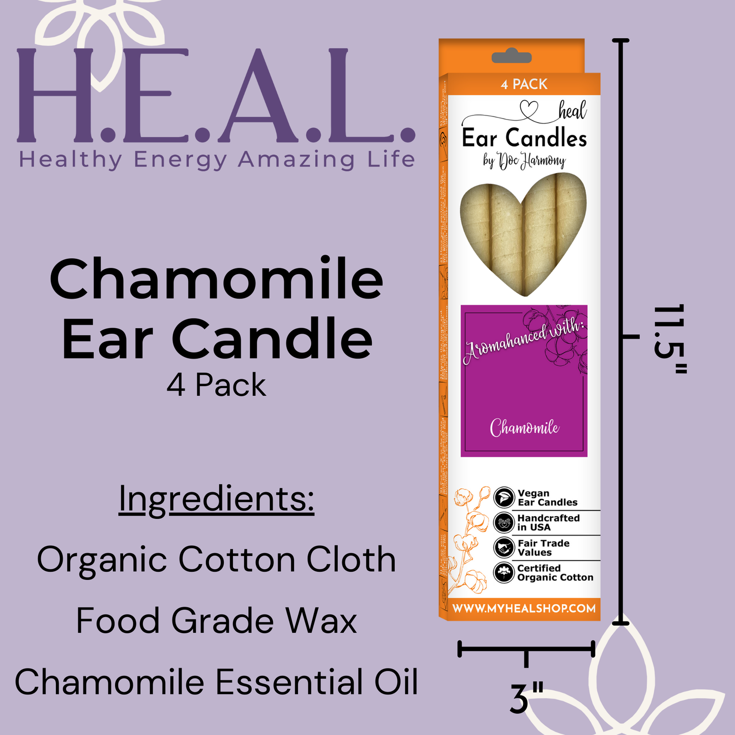 Chamomile Harmony's Ear Candles: 2-Pack