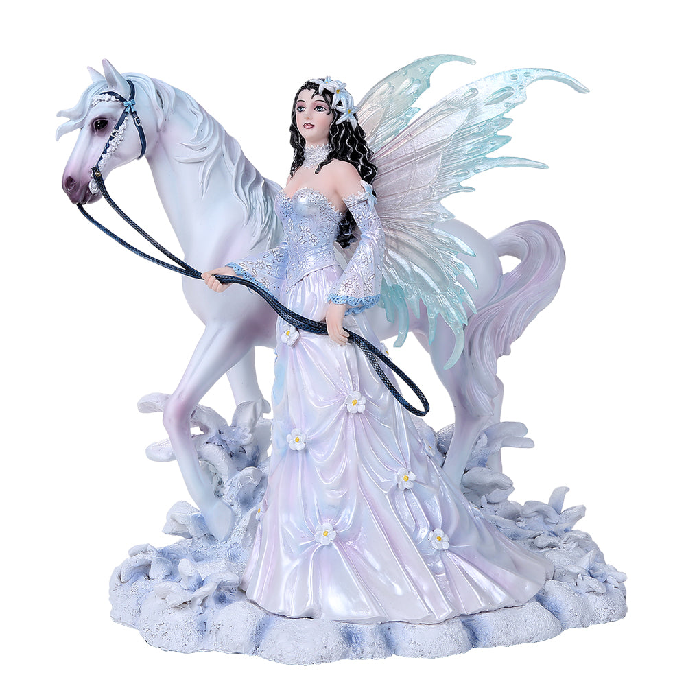 Winter Wings Fairy Statue with Horse