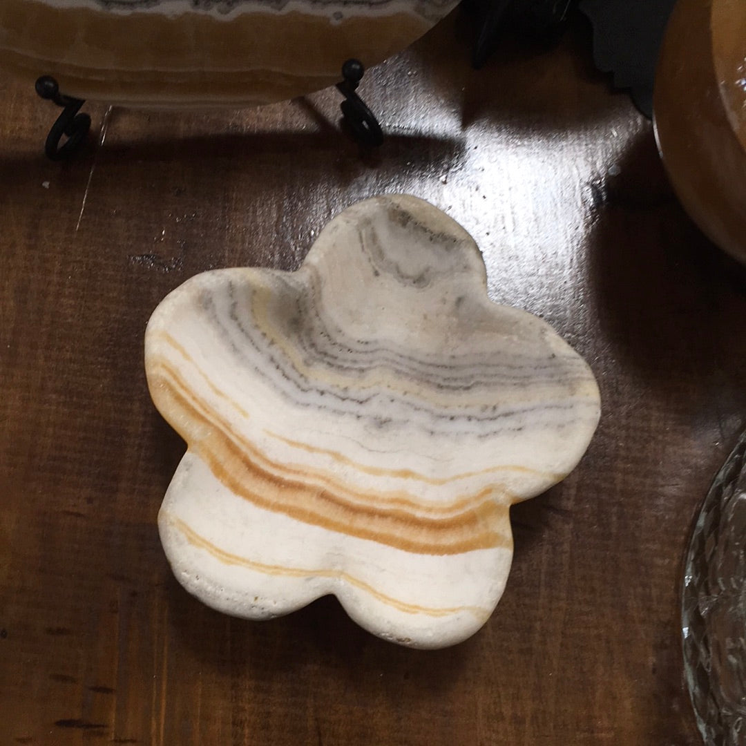 Orange Calcite Heart Bowl with White