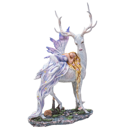 Sleeping Fairy on Deer Statue