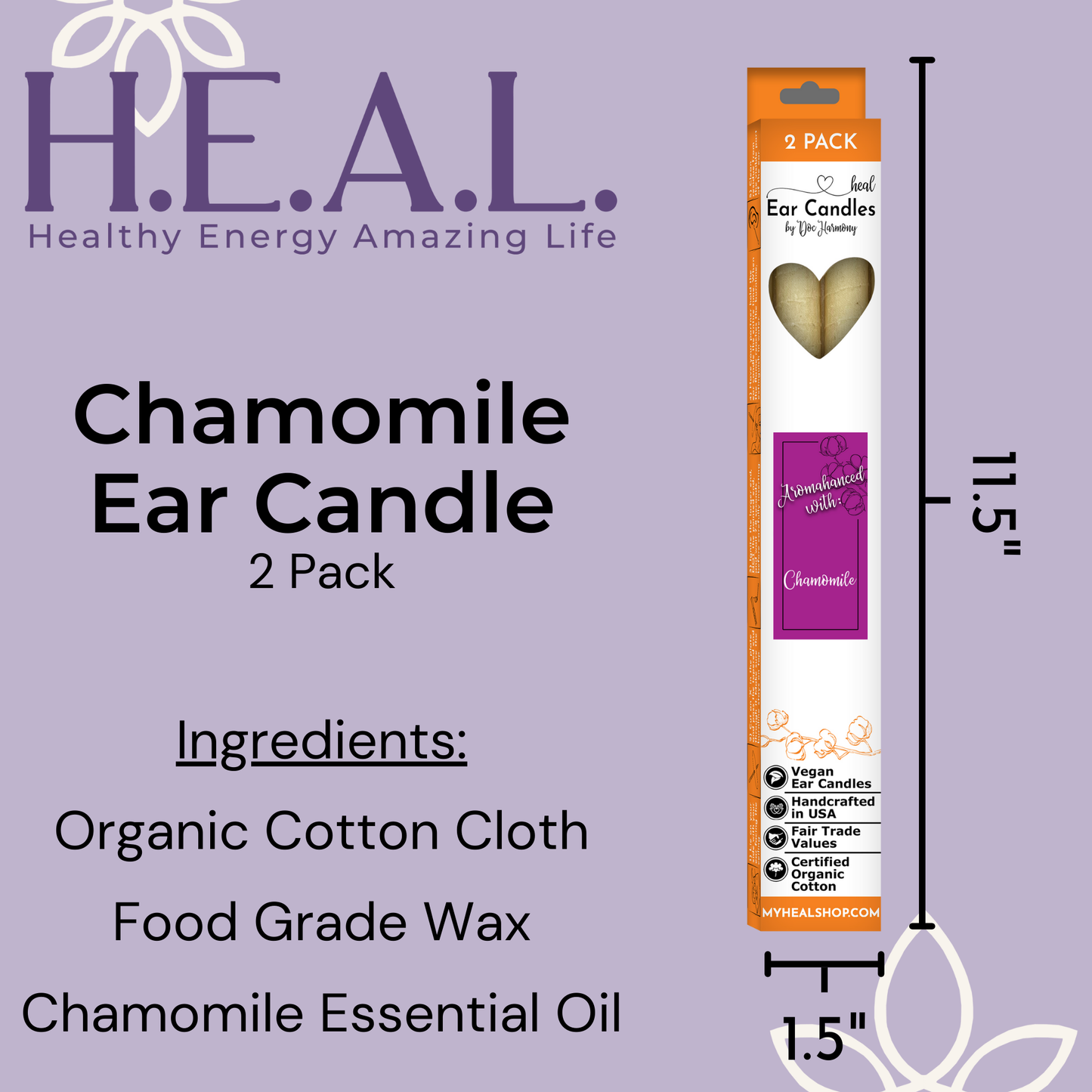 Chamomile Harmony's Ear Candles: 2-Pack