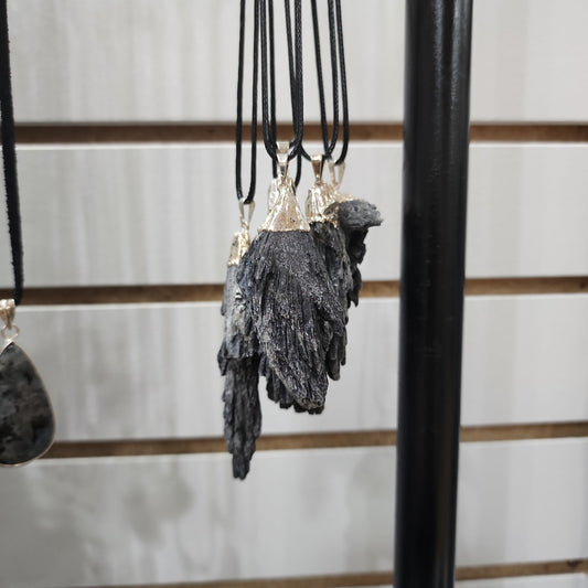 Black Kyanite Fan Necklaces