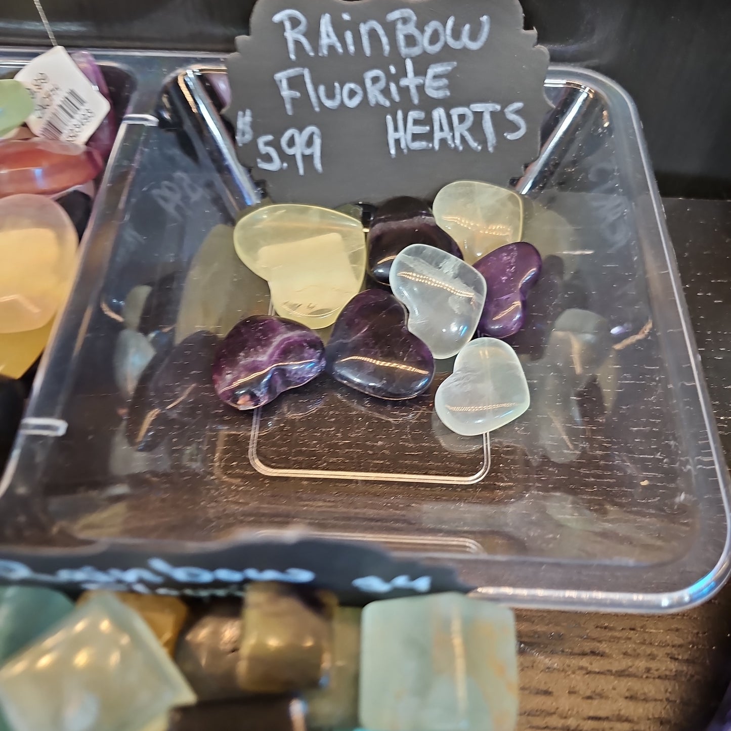 Rainbow Fluorite Hearts