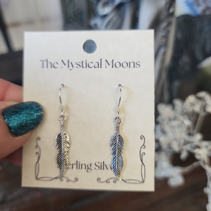 Medium Feather Sterling Silver Earrings