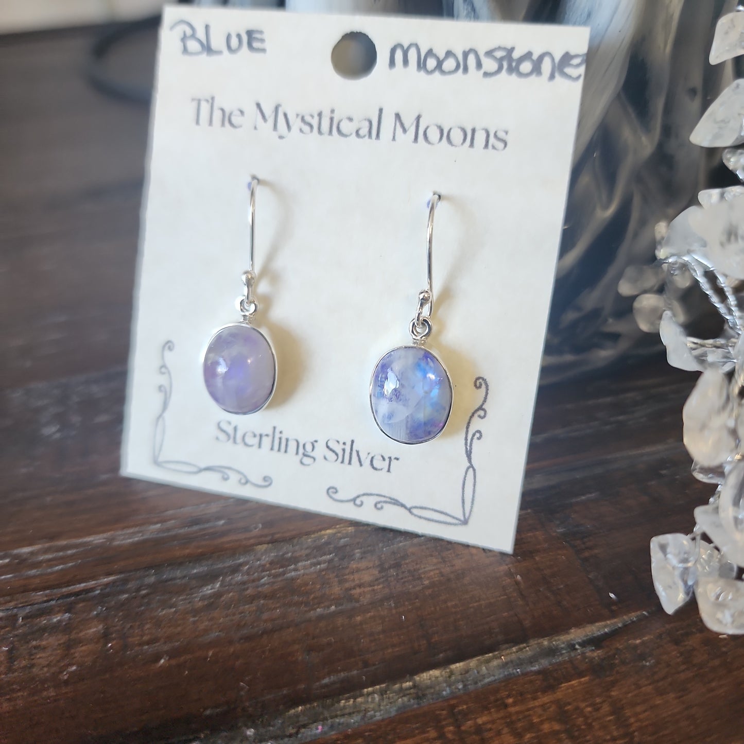 Sterling Silver Blue Moonstone Earrings