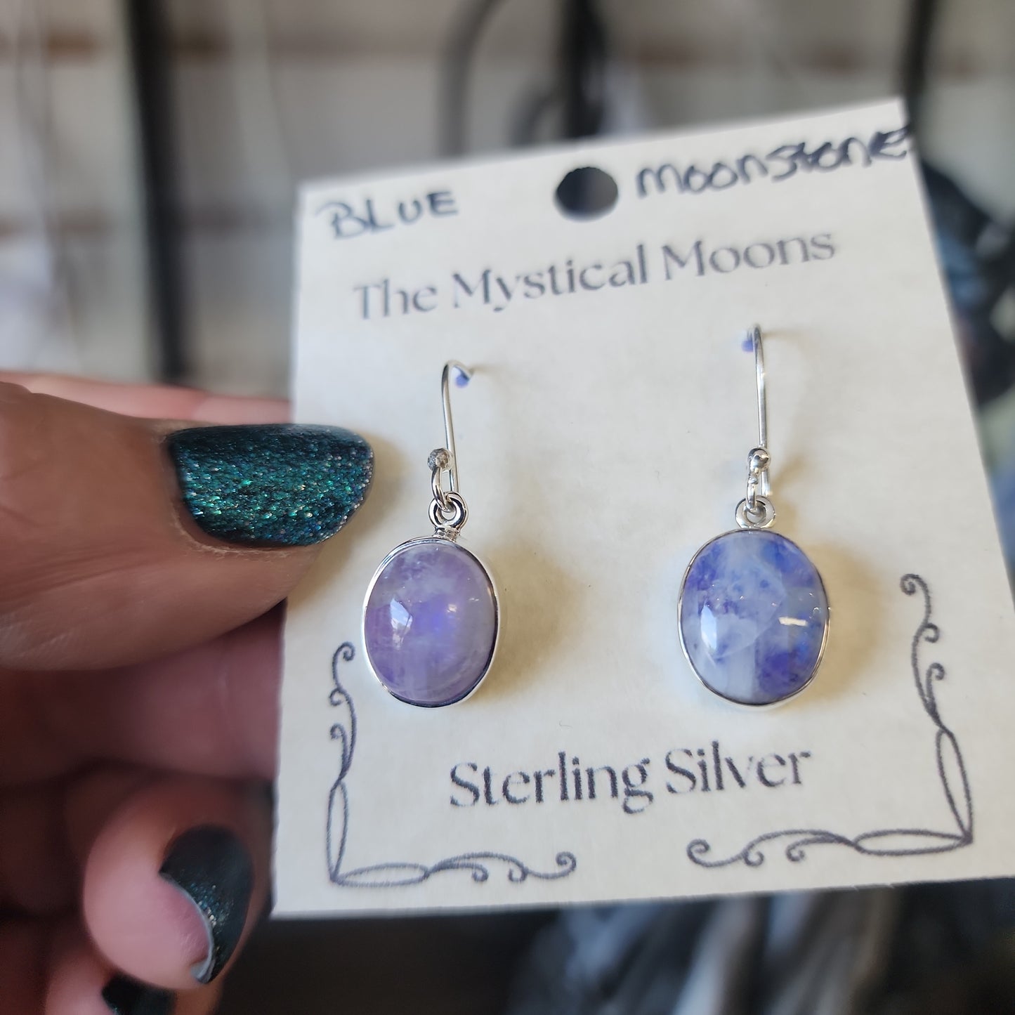 Sterling Silver Blue Moonstone Earrings