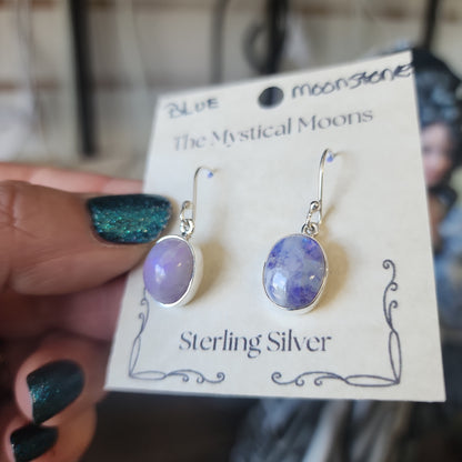 Sterling Silver Blue Moonstone Earrings