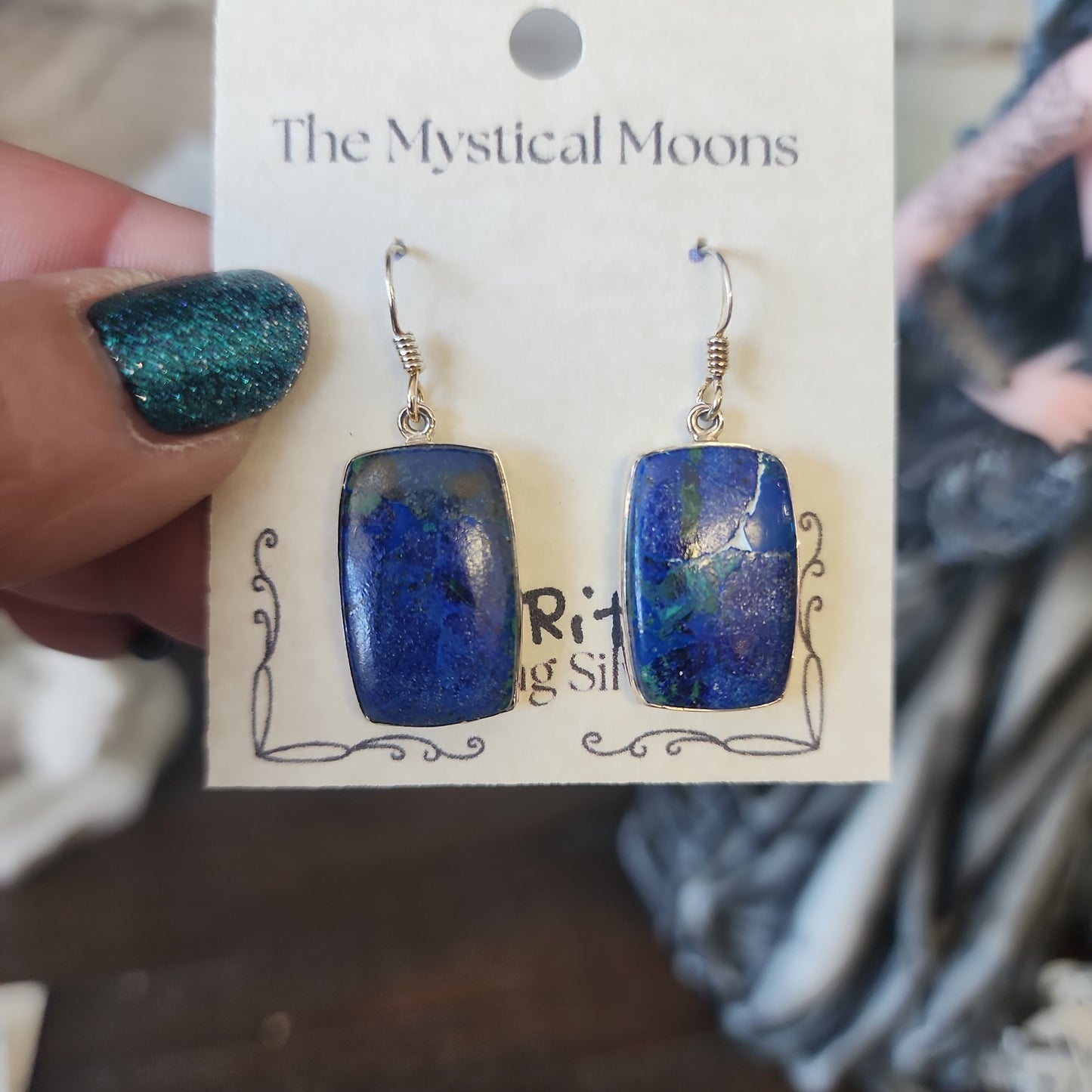 Sterling Silver Azurite Earrings