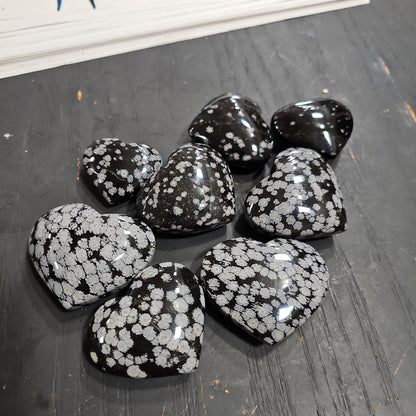 Snowflake Obsidian Hearts & Palmstones