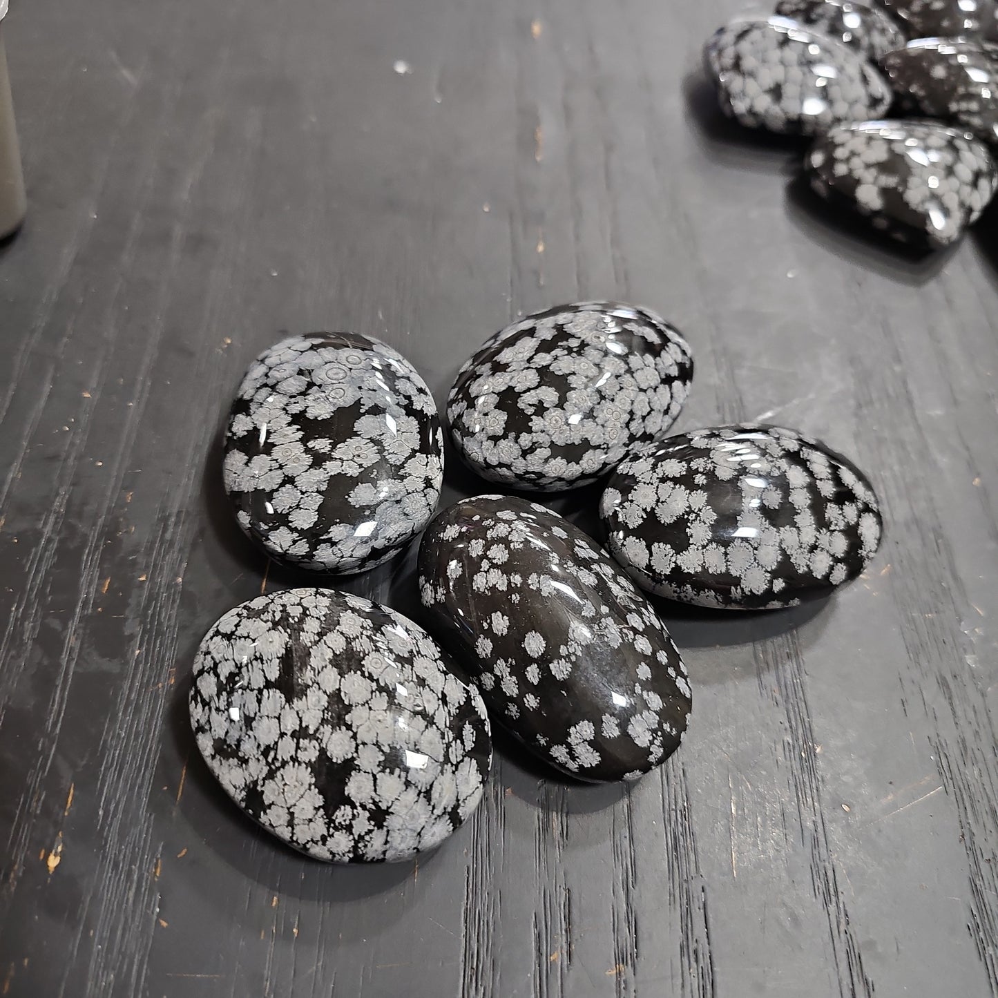 Snowflake Obsidian Hearts & Palmstones