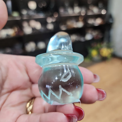 Aqua Obsidian Pumpkin with Witches Hat