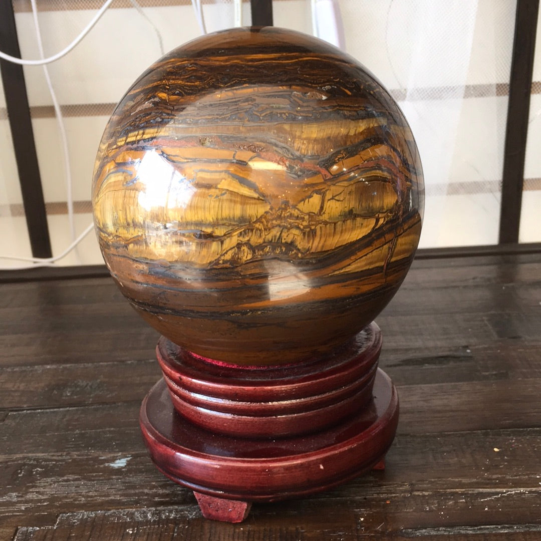 5" Tiger's Eye/Iron Sphere