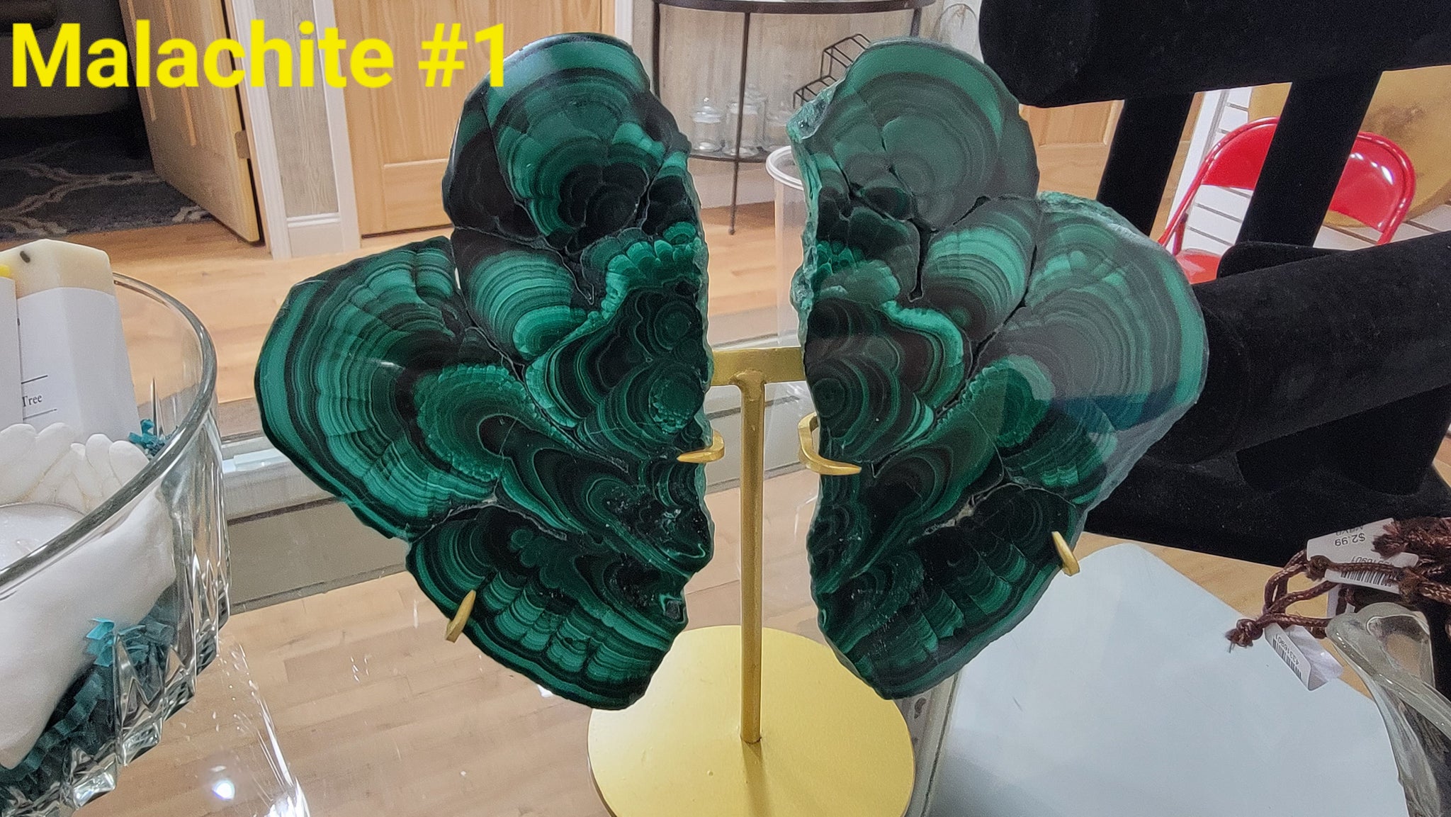 Malachite Pairs W/Stand