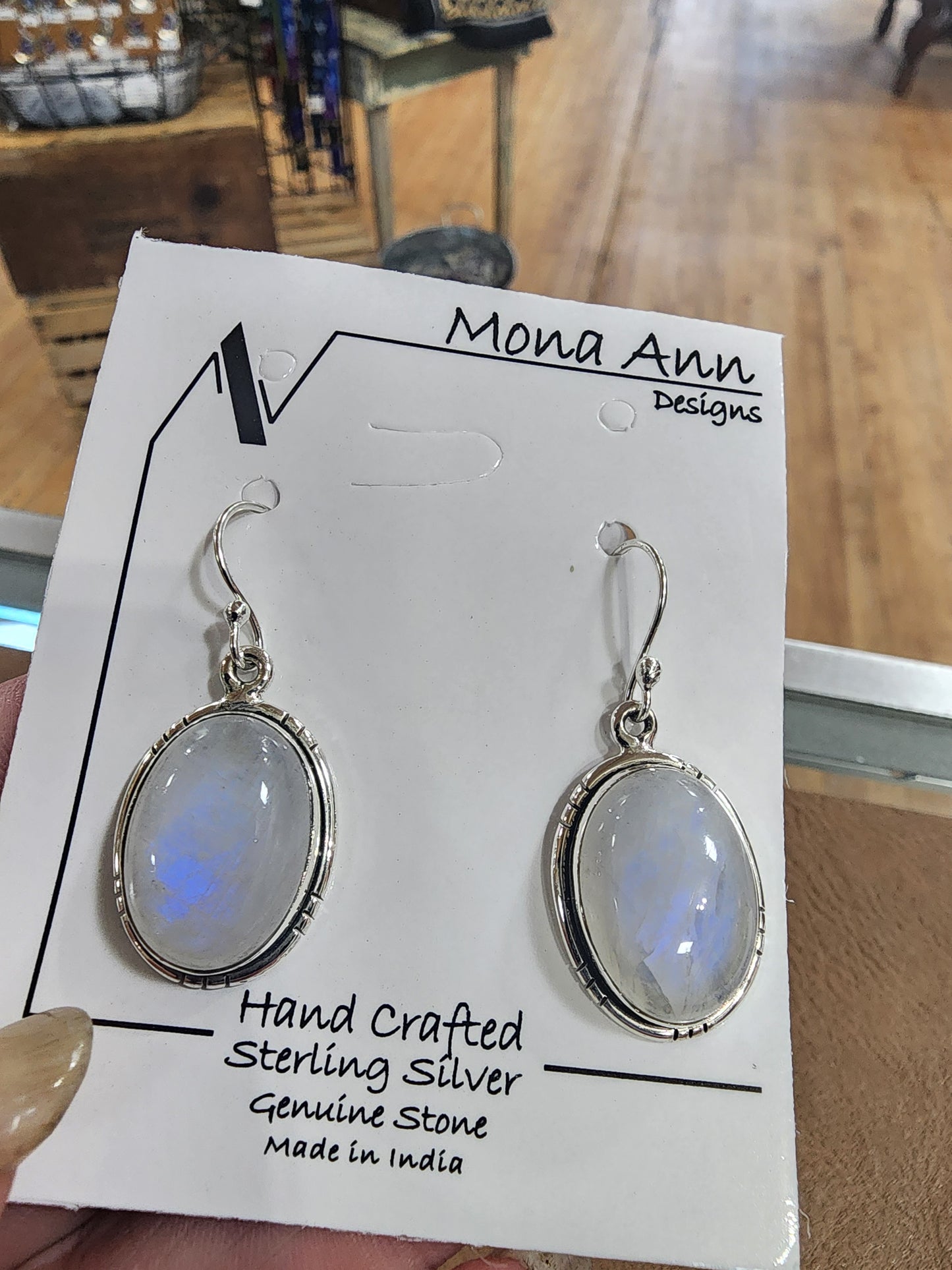 Sterling Silver Rainbow Moonstone Earrings