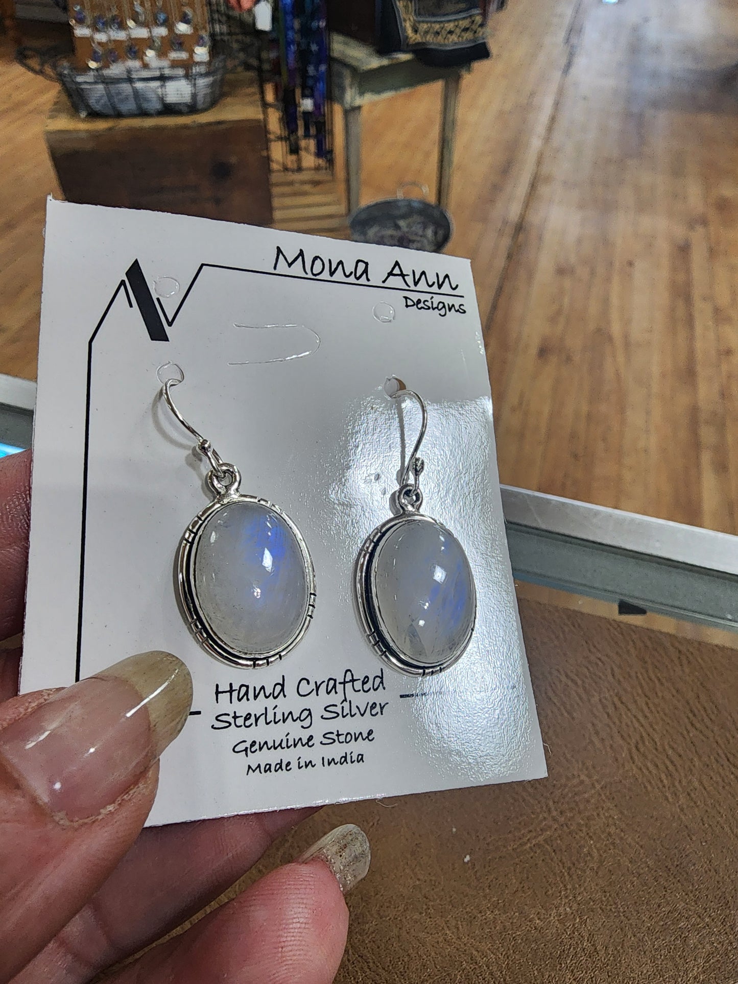 Sterling Silver Rainbow Moonstone Earrings