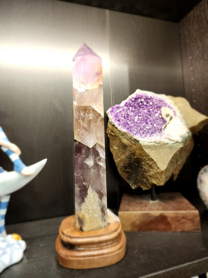 Stunning 13" Amethyst Tower with Custom Wooden Stand