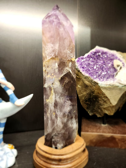 Stunning 13" Amethyst Tower with Custom Wooden Stand